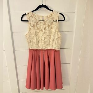 ALTR’D STATE M Lace Pink Pleated A-Line mini woman dress coquette shabby chic